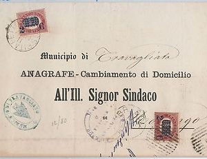 ITALIA REGNO: storia postale - Sassone 31 + 32 su BUSTA da OSPITALETTO 1880