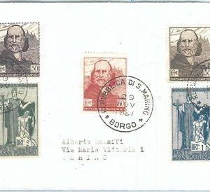71879 - SAN MARINO - STORIA POSTALE - Serie GARIBALDI Sass # 98/02 su BUSTA 1927