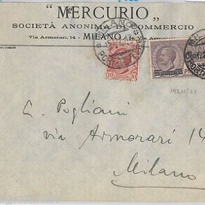 64181 - ITALIA REGNO - STORIA POSTALE : POSTA PNEUMATICA #5  su BUSTA 1922