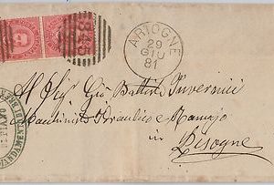 ITALIA REGNO storia postale - Sass 38 COPPIA  su BUSTA da ARTOGNE 1881