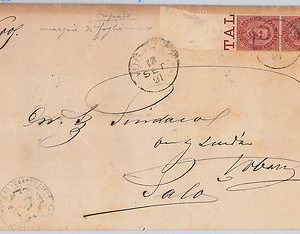 ITALIA REGNO storia postale - Sass 38 COPPIA Bordo di Foglio su BUSTA da Vobarno