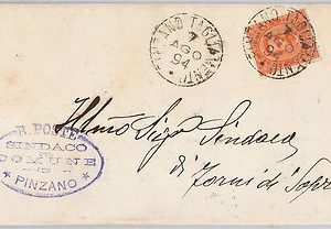 ITALIA REGNO: storia postale - Sass 39 su BUSTA da  Pinzano al Tagliamento 1894