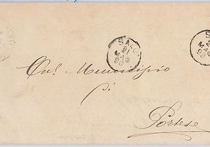 ITALIA REGNO: storia postale - Sass 44  Bordo di Foglio - ISOLATO su BUSTA1 890