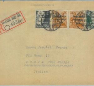 89311 - GERMANY Soviet Zone  - POSTAL HISTORY - REGISTERD COVER  to Italy 1949