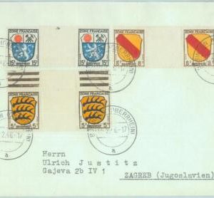 89316 - GERMANY French Zone - POSTAL HISTORY - GUTTER PAIRS cover to YUGOSLAVIA