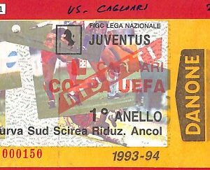 C1051 - Vecchio BIGLIETTO PARTITA CALCIO - 1993/94  JUVENTUS vs CAGLIARI