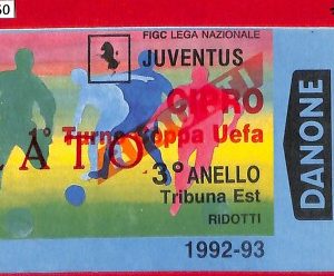 C1050 - Vecchio  BIGLIETTO PARTITA CALCIO - 1992 / 93 JUVENTUS  vs CIPRO Cyprus