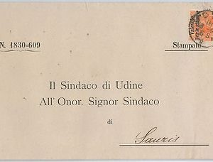 ITALIA REGNO: storia postale - Sassone 24 su BUSTA da UDINE  1891