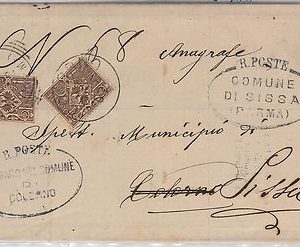 ITALIA REGNO: storia postale - Sassone 68 x 2 su BUSTA rispedita SISSA - COLORNO