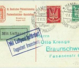 89705 - GERMANY - Postal History - FIRST FLIGHT Stationery Card  # 221 1925