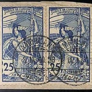 95014a - SWITZERLAND - STAMP - Zumstein # 79B* 2 USED on small cover cut-out UPU