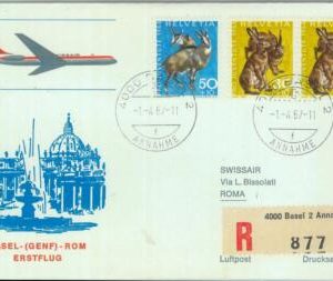 83210 - SWITZERLAND - Postal History - FIRST FLIGHT:  Basel - Rome  # 659 AA