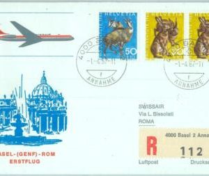 83211 - SWITZERLAND - Postal History - FIRST FLIGHT:  Basel - Rome  # 659 AA