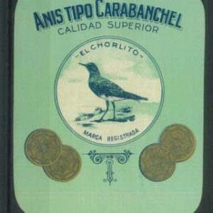 87067 -  Vintage BOTTLE liqueur LABEL -  ANIS Anisette EL CHORLITO Birds