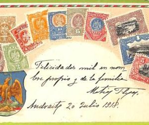 ae9912 - MEXICO - VINTAGE  POSTCARD - STAMPS ON POSTCARD - ZIEHER  Embossed-1918