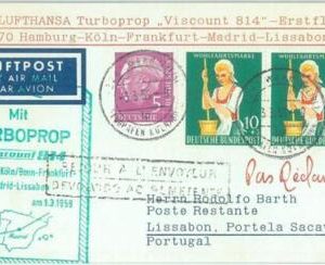 89706 - GERMANY - Postal History - FIRST FLIGHT Card HAMBURG - LISBON 1959