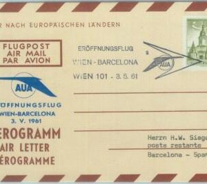 83126 - AUSTRIA - Postal History - FIRST FLIGHT: Wien  Barcelona # 33 1961