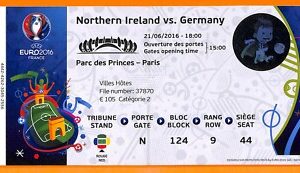 C2447-Vecchio BIGLIETTO PARTITA CALCIO- 2016  NORTHERN IRELAND VS GERMANY