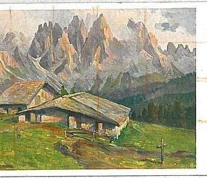 34443  CARTOLINA d'Epoca BELLUNO provincia - ILLUSTRATA : RIFUGIO ALPINO