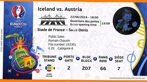 C2448-Vecchio BIGLIETTO PARTITA CALCIO- 2016 ICELAND VS AUSTRIA