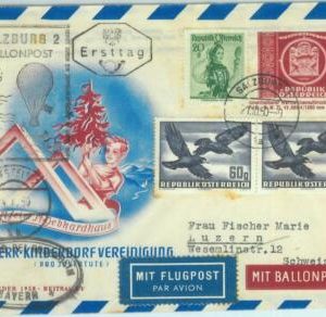 87332 - AUSTRIA - Postal History - SPECIAL FLIGHT COVER - BALLOONS  1950