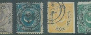 88335 - TURKEY - STAMPS - Lot of 8 EARLY stamps with BLUE postmark: VARNA