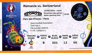 C2455-Vecchio BIGLIETTO PARTITA CALCIO- 2016 ROMANIA VS SWITZERLAND