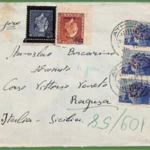 ad0956 - GREECE - Postal History -  OVERPRINTED STAMPS on COVER to ITALY 1947