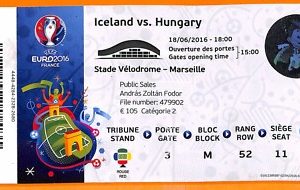 C2456-Vecchio BIGLIETTO PARTITA CALCIO- 2016 ICELAND VS HUNGARY