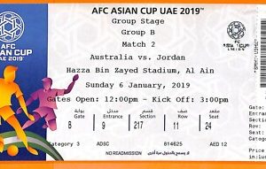 C2474-Vecchio BIGLIETTO PARTITA CALCIO- 2019 AUSTRALIA VS JORDAN