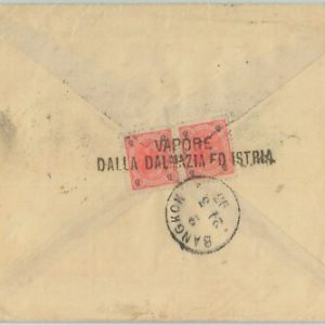 74116 - Austria  LOMBARDO VENETO - STORIA POSTALE -  BUSTA da TRIESTE a BANGKOK!