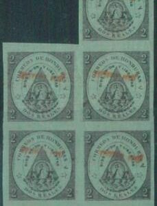 88711 - HONDURAS -  STAMP  -  Yvert # 9  BORDER Block of 5 - MINT MNH