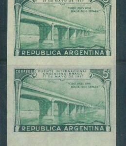 88749 - ARGENTINA - STAMPS - Yvert # 484a INPERF ND pair - ARCHITECTURE Bridge