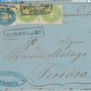 88823 - AUSTRIA - POSTAL HISTORY - REGISTERED COVER Front: TRIEST to FERRARA