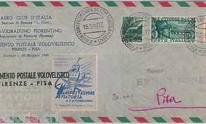 REPUBBLICA - ESPERIMENTO POSTALE VOLOVELISTICO Firenze - Pisa 1949  GLIDING