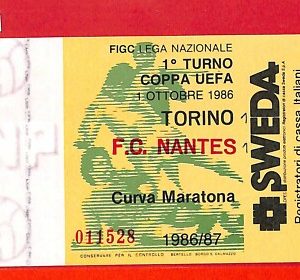 C1548 - Vecchio  BIGLIETTO PARTITA CALCIO - UEFA 1986/87  TORINO vs FC NANTES