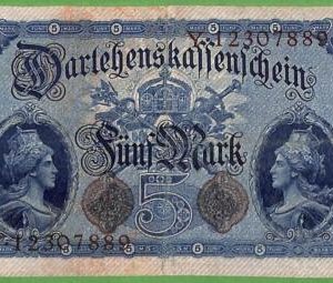 ah1497 - Germany -Collectable PAPERMONEY- PIC#47b 1 piece - 5 Deutsche Marks -VF