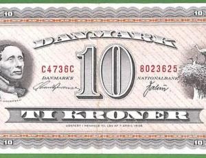 ah1465 - DENMARK - Collectable PAPERMONEY-PIC#44d-10 Krowns -Almost Uncirculated