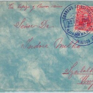 69168 - BOLIVIA   - POSTAL HISTORY -   COVER to HUNGARY  1918