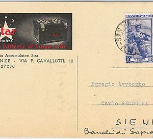 49540   CARTOLINA d'Epoca - FIRENZE  - pubblicitaria STAR Batteria macchine 1953