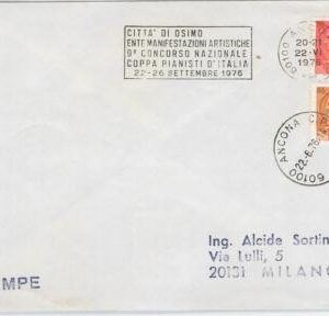 56809 - ITALY - POSTAL HISTORY - POSTMARK on COVER - MUSIC: Piano in OSIMO 1976