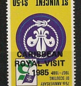 56824 - ST. VINCENT - STAMPS: MNH Stamp with inverted postmark BOY SCOUT Royalty