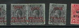 60802 - ST VINCENT - STAMPS: SG # 121 pair and 2 single + 122 Used VERY FINE
