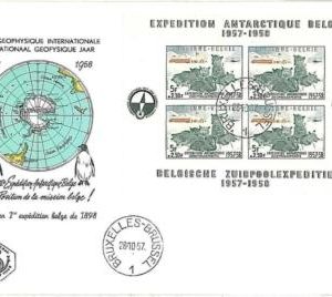 20578 - BELGIUM - POSTAL HISTORY - Miniature Sheet FDC COVER 1957 - POLAR / DOGS