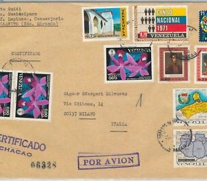 62940 - VENEZUELA - POSTAL HISTORY - COVER to ITALY 1972 - ORCHIDS  maps MUSIC