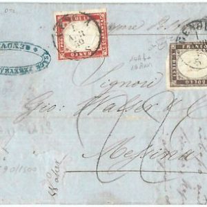 69389 - ANTICHI STATI: SARDEGNA - Sass 14Ab + 16Aa su BUSTA CERTIFICATO Raybaudi