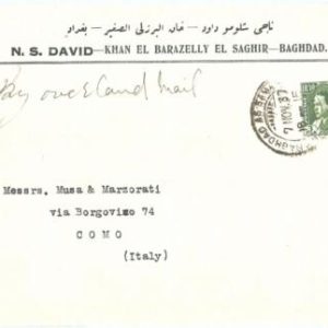 71380 - IRAQ - POSTAL HISTORY - Cover to ITALY through OVERLAND MAIL 1937