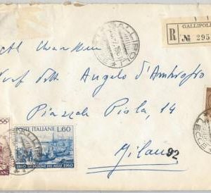 45762 - ITALY - POSTAL HISTORY : STAMPS on registered cover 1961 OLYMPIC GAMES