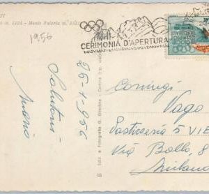 45764 - ITALY - POSTAL HISTORY - Special postmark on POSTCARD 1956 OLYMPIC GAMES
