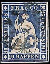 94992gB -   SWITZERLAND - STAMP -  Zumstein # 23 Cd -  Very Fine  USED